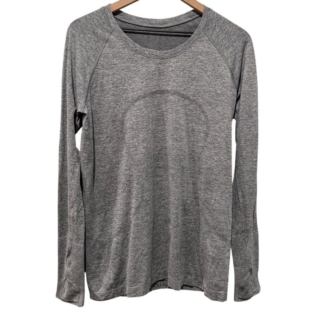 Lululemon Swiftly Tech Top Womens 10 Gray Long Sleeve Athletic Workout Gym